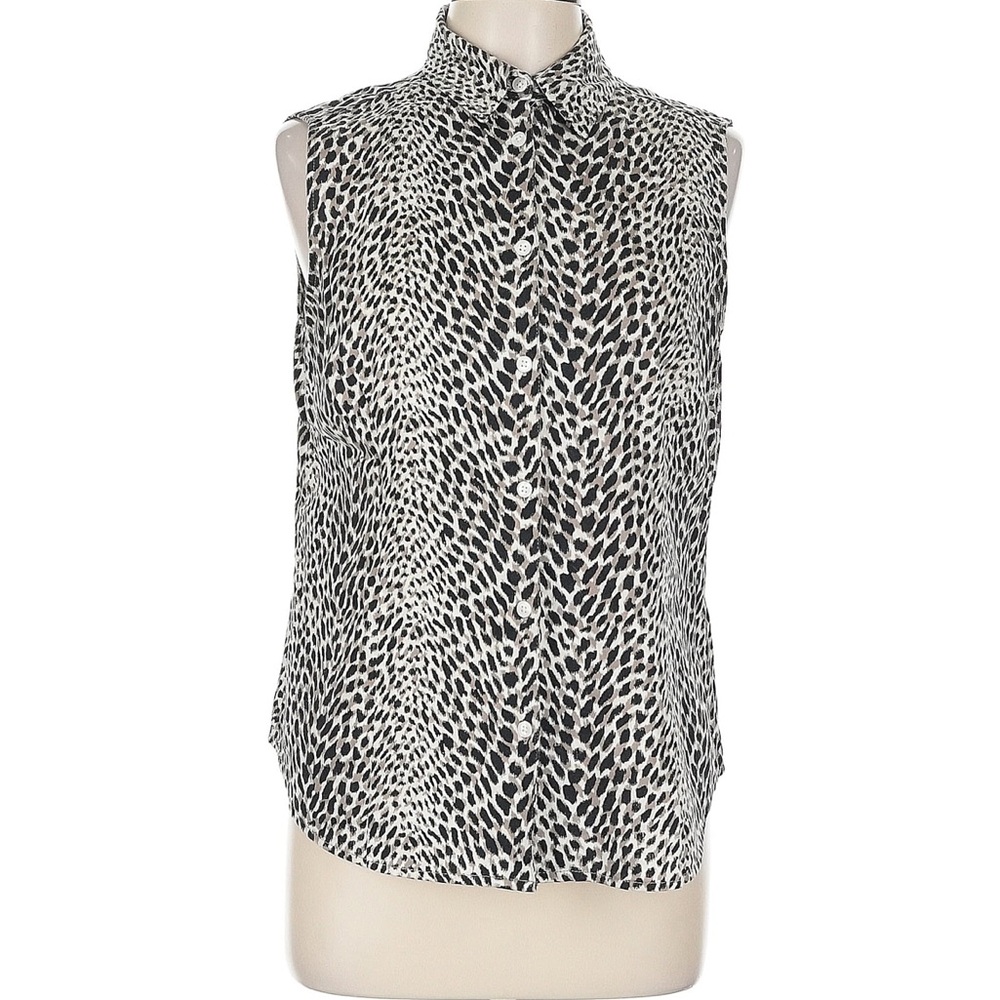 212 Collection Animal Print Sleeveless Button Down Shirt - Picture 4 of 6